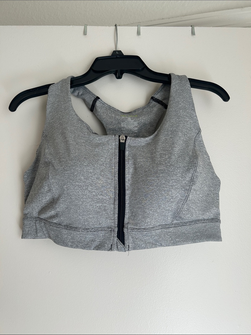 tek gear Heather Gray Front-Zip Workout Bra